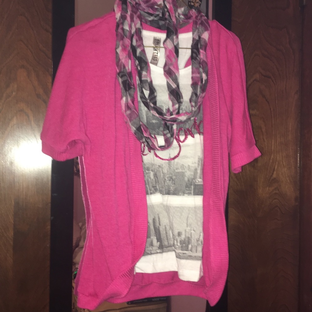 3 piece set w/ scarf tank top & short sleeve cover